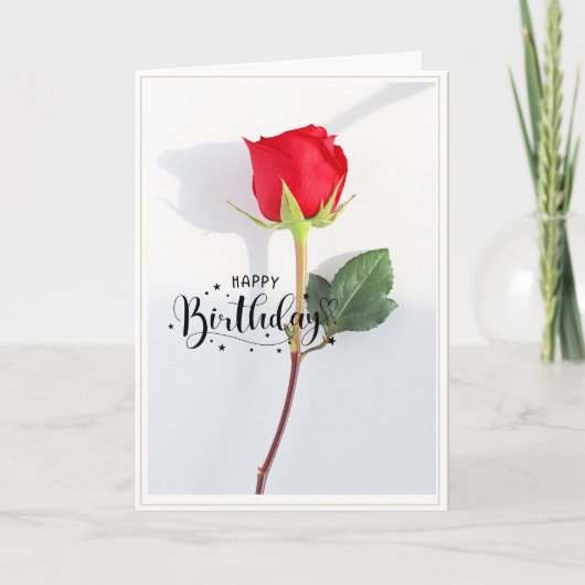 Classic Red Rose Birthday folded Greeting Card カード (正面)