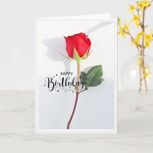 Classic Red Rose Birthday folded Greeting Card カード (黄色い花)