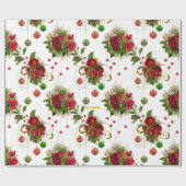 Classic Red Rose Chic Boutique Custom Christmas ラッピングペーパー (フラット)
