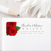 Classic Red Rose Elegant Script Return Address  ラベル (インサイチュ)