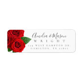 Classic Red Rose Elegant Script Return Address  ラベル (正面)