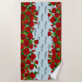 Classic Red Rose Garden Romantic Custom Name  ビーチタオル (正面)