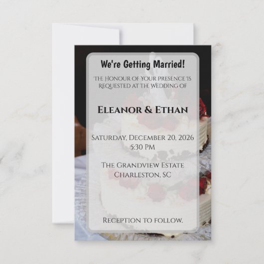 Classic Red Rose Wedding Cake Topper Elegant  招待状 (正面)