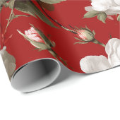 Classic Red Rose White Floral Pattern ラッピングペーパー (ロールコーナー)
