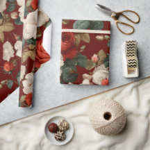 Classic Red Rose White Floral Pattern