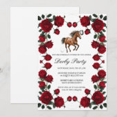 Classic Red Rose Wreath Kentucky Derby Invitation 招待状 (正面/裏面)