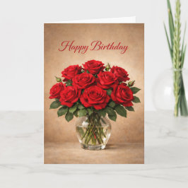 Classic Red Roses Birthday カード