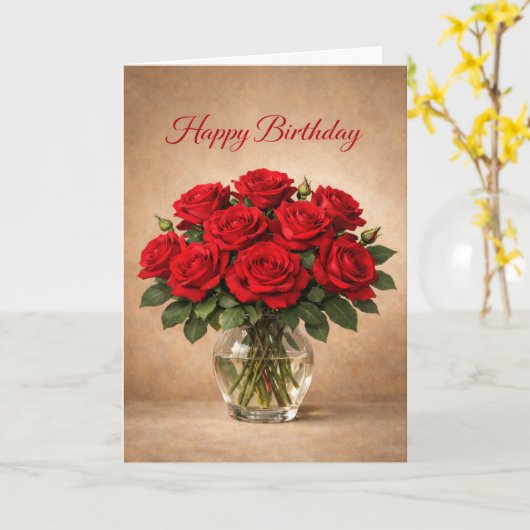 Classic Red Roses Birthday カード (黄色い花)