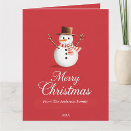 Classic Red Snowman Family Christmas カード