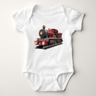 Classic Red Steam Train – Adventure Kids T-Shirt  ベビーボディスーツ