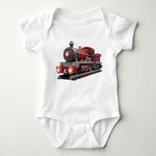 Classic Red Steam Train – Adventure Kids T-Shirt ベビーボディスーツ (正面)