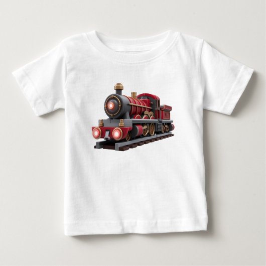 Classic Red Steam Train – Adventure Kids T-Shirt  ベビーTシャツ (正面)