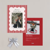 Classic Red Stripe Photo Holiday Card シーズンカード