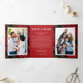 Classic Red Tartan Multi-Photo Folded Holiday Card 三つ折り招待状 (内部)