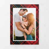 Classic Red Tartan Multi-Photo Folded Holiday Card 三つ折り招待状 (カバー)