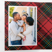 Classic Red Tartan Multi-Photo Folded Holiday Card 三つ折り招待状 (内部最初)