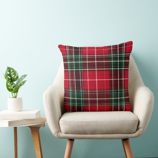 Classic Red Tartan Plaid Throw Pillow  クッション (椅子)