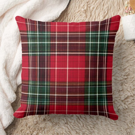 Classic Red Tartan Plaid Throw Pillow  クッション (ブランケット)