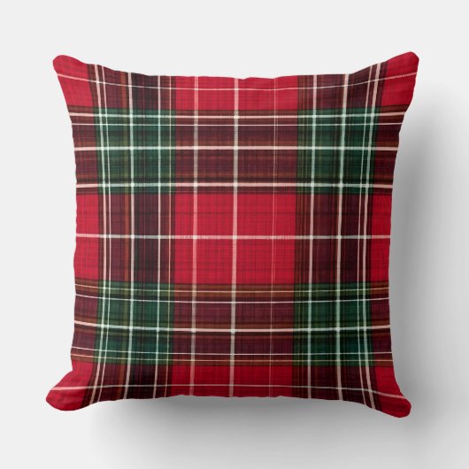 Classic Red Tartan Plaid Throw Pillow  クッション (正面)