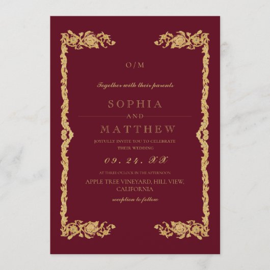 Classic Red Wedding Photo Invitation 招待状 (正面)