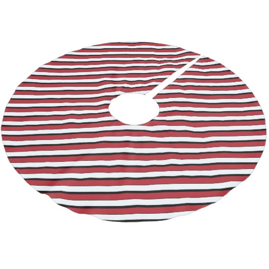 Classic Red White Black Stripe ブラッシュドポリエステルツリースカート (アングル)