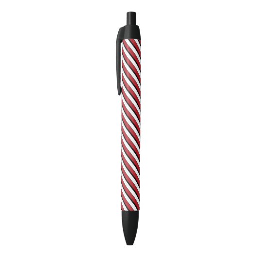 Classic Red White Black Stripe 黒ボールペン (トップ(縦))