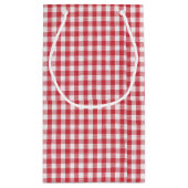 Classic Red & White Buffalo Check Gingham Pattern スモールペーパーバッグ (裏面)