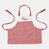 Classic Red & White Gingham | Personalized Name エプロン (正面)