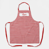 Classic Red & White Gingham | Personalized Name エプロン (正面)