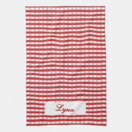 Classic Red & White Gingham | Personalized Name キッチンタオル