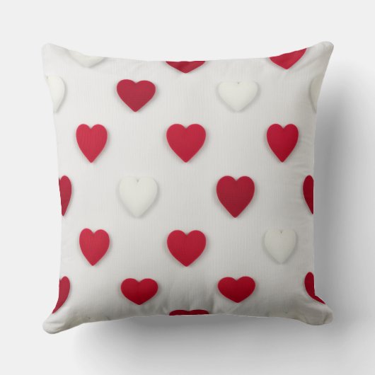Classic Red & White Heart Pattern Cotton クッション (裏面)
