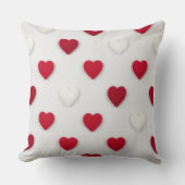 Classic Red & White Heart Pattern Cotton クッション (正面)