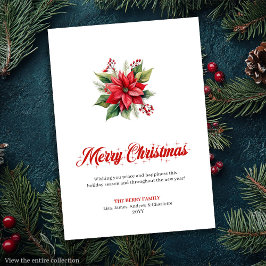 Classic Red White Poinsettia Custom Greeting Card シーズンカード