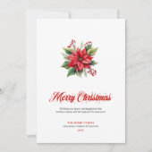 Classic Red White Poinsettia Custom Greeting Card シーズンカード (正面)