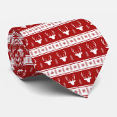 Classic Red White Reindeer Winter Christmas ネクタイ (ロール)