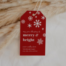 Classic Red & White Snowflake Holiday Gift Tag ギフトタグ