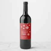 Classic Red & White Snowflake Holiday Wine Label ワインラベル (正面)