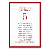 Classic Red White Wedding Seating Chart テーブルナンバー (正面)