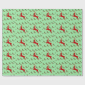 Classic Reindeer & Holly Christmas Wrapping Paper  ラッピングペーパー (フラット)