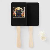 Classic Retro Black Cat Halloween T-Shirt Classic ハンドファン (正面&裏面)