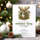 Classic retro Christmas deer party invitation 招待状