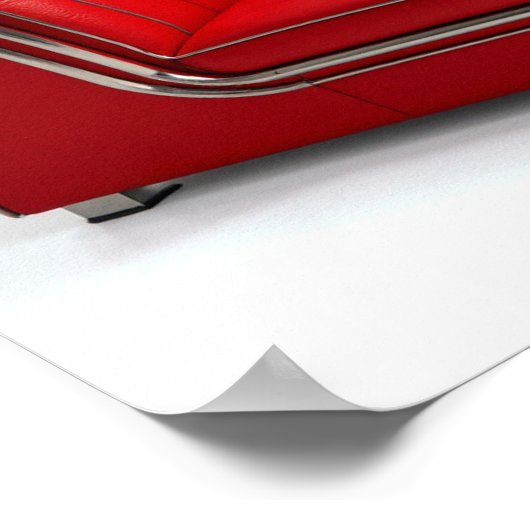 Classic Retro Diner Booth - Red Vinyl & Chrome ポスター (角)