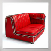 Classic Retro Diner Booth - Red Vinyl & Chrome ポスター (正面)