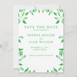 Classic Retro Minimalist Green WEEDING Invite  招待状