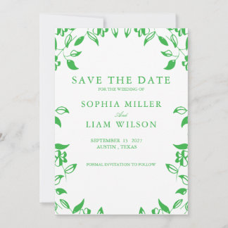 Classic Retro Minimalist Green WEEDING Invite  招待状