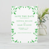 Classic Retro Minimalist Green WEEDING Invite  招待状 (スタンド正面)