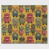 Classic Retro Robot Pattern Wrapping Paper ラッピングペーパー (フラット)