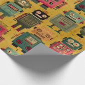 Classic Retro Robot Pattern Wrapping Paper ラッピングペーパー (角)