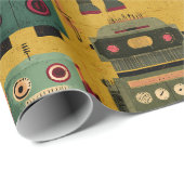 Classic Retro Robot Pattern Wrapping Paper ラッピングペーパー (ロールコーナー)