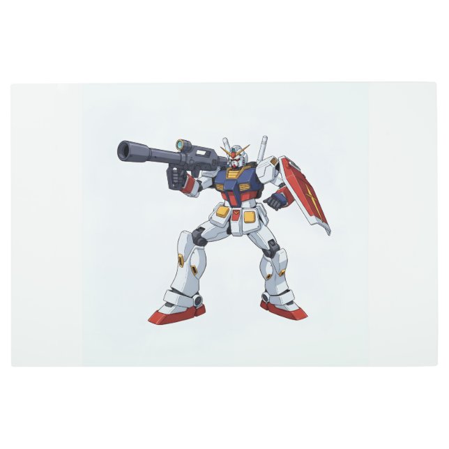 Classic Retro RX-78-2 Gundam Mecha Anime Illustrat メタルプリント (正面)